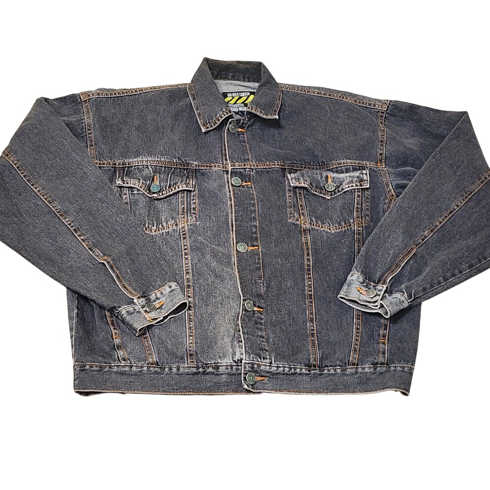 Big Rock Canyon Jacket Mens XL Gray Denim Button Front Western Workwear Rugged